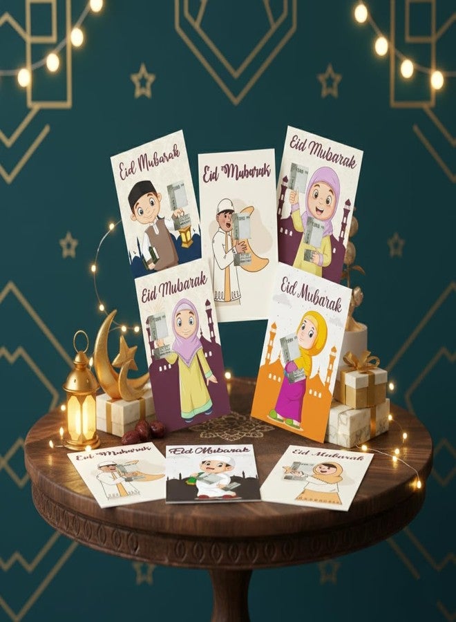 SVM CRAFT® Eid mubarak PACK OF 20 Eidi Card With Cuts For Keeping Currency, Eid cards, Eidi cards for kids - Image 2